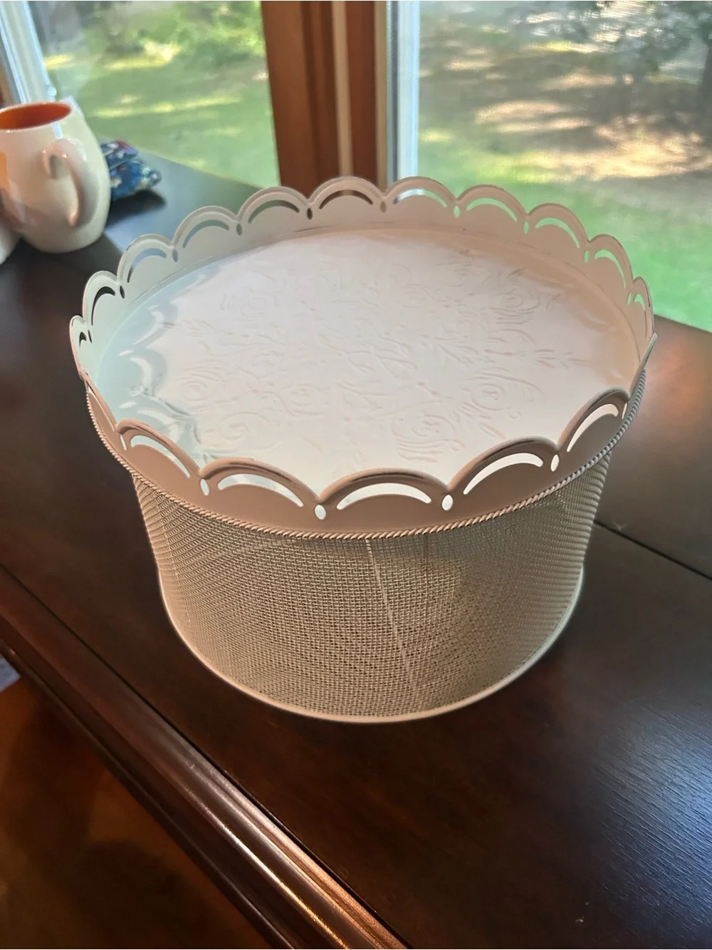 Decorative White Metal Mesh Storage Box - Home Accents